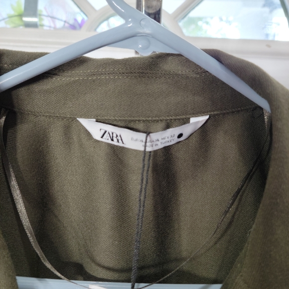 Zara Belted Green Pocket Jacket Size XL - Picture 3 of 12